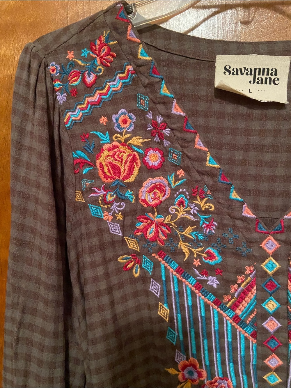 Savanna Jane Long Sleeve Embroidered Top - Picture 3 of 7